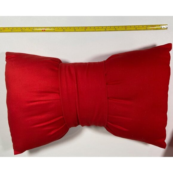 Red Bow Tie Shape Decorative Pillows Set Of 2 Home Or Office 16"x10" Polyester - Picture 4 of 7